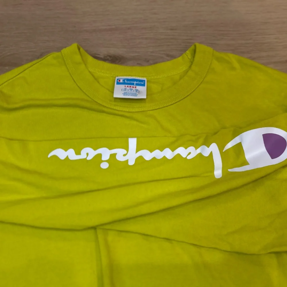 Champion Lime Green Logo Reworked Crop Top Large - Picture 6 of 7
